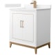 A thumbnail of the Wyndham Collection WCH515130S-VCA-UNSMXX White / Carrara Cultured Marble Top / Satin Bronze Hardware
