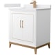 A thumbnail of the Wyndham Collection WCH515130S-VCA-UNSMXX White / White Cultured Marble Top / Satin Bronze Hardware