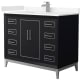 A thumbnail of the Wyndham Collection WCH515142S-VCA-UNSMXX Black / Carrara Cultured Marble Top / Brushed Nickel Hardware