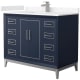 A thumbnail of the Wyndham Collection WCH515142S-VCA-UNSMXX Dark Blue / Carrara Cultured Marble Top / Brushed Nickel Hardware