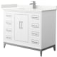 A thumbnail of the Wyndham Collection WCH515142S-QTZ-UNSMXX White / Giotto Quartz Top / Brushed Nickel Hardware