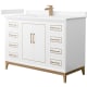 A thumbnail of the Wyndham Collection WCH515148S-VCA-UNSMXX White / Carrara Cultured Marble Top / Satin Bronze Hardware