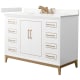 A thumbnail of the Wyndham Collection WCH515148S-QTZ-US3MXX White / Giotto Quartz Top / Satin Bronze Hardware