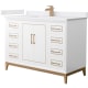 A thumbnail of the Wyndham Collection WCH515148S-VCA-UNSMXX White / White Cultured Marble Top / Satin Bronze Hardware