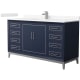 A thumbnail of the Wyndham Collection WCH515160S-VCA-UNSMXX Dark Blue / Carrara Cultured Marble Top / Brushed Nickel Hardware