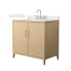 A thumbnail of the Wyndham Collection WCH717136S-QTZ-US3MXX White Oak / Giotto Quartz Top / Brushed Nickel Hardware