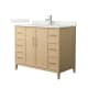 A thumbnail of the Wyndham Collection WCH717142S-QTZ-UNSMXX White Oak / Giotto Quartz Top / Brushed Nickel Hardware