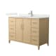 A thumbnail of the Wyndham Collection WCH717148S-QTZ-UNSMXX White Oak / Giotto Quartz Top / Brushed Nickel Hardware