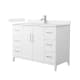 A thumbnail of the Wyndham Collection WCH717148S-VCA-UNSMXX White / Carrara Cultured Marble Top / Brushed Nickel Hardware