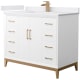 A thumbnail of the Wyndham Collection WCH818142S-VCA-UNSMXX White / White Cultured Marble Top / Satin Bronze Hardware