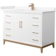 A thumbnail of the Wyndham Collection WCH818148S-VCA-UNSMXX White / Carrara Cultured Marble Top / Satin Bronze Hardware