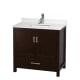 A thumbnail of the Wyndham Collection WCS141436S-QTZ-UNSMXX Espresso / Giotto Quartz Top / Brushed Chrome Hardware