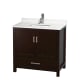 A thumbnail of the Wyndham Collection WCS141436S-QTZ-UNSMXX Espresso / White Quartz Top / Brushed Chrome Hardware