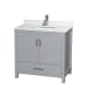 A thumbnail of the Wyndham Collection WCS141436S-QTZ-UNSMXX Gray / Giotto Quartz Top / Brushed Chrome Hardware