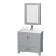 A thumbnail of the Wyndham Collection WCS141436S-QTZ-UNSMED Gray / White Quartz Top / Brushed Chrome Hardware