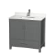 A thumbnail of the Wyndham Collection WCS141436S-QTZ-UNSMXX Dark Gray / White Quartz Top / Brushed Chrome Hardware