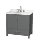 A thumbnail of the Wyndham Collection WCS141436S-QTZ-US3MXX Dark Gray / White Quartz Top / Brushed Chrome Hardware