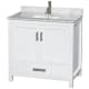 A thumbnail of the Wyndham Collection WCS141436SUNSMXX White / White Carrara Marble Top / Brushed Chrome Hardware