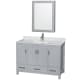 A thumbnail of the Wyndham Collection WCS141448SUNSMED Gray / White Carrara Marble Top / Brushed Chrome Hardware