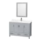 A thumbnail of the Wyndham Collection WCS141448S-QTZ-UNSMED Gray / White Quartz Top / Brushed Chrome Hardware