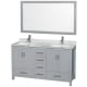 A thumbnail of the Wyndham Collection WCS141460DUNSM58 Gray / White Carrara Marble Top / Brushed Chrome Hardware