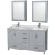 A thumbnail of the Wyndham Collection WCS141460DUNSMED Gray / White Carrara Marble Top / Brushed Chrome Hardware
