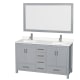 A thumbnail of the Wyndham Collection WCS141460D-QTZ-UNSM58 Gray / White Quartz Top / Brushed Chrome Hardware