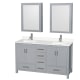 A thumbnail of the Wyndham Collection WCS141460D-QTZ-UNSMED Gray / White Quartz Top / Brushed Chrome Hardware