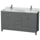 A thumbnail of the Wyndham Collection WCS141460DUNSMXX Dark Gray / White Carrara Marble Top / Brushed Chrome Hardware