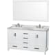 A thumbnail of the Wyndham Collection WCS141460DCMUS3M58 White / White Carrara Marble Top / Brushed Chrome Hardware