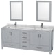 A thumbnail of the Wyndham Collection WCS141480DUNSM24 Gray / White Carrara Marble Top / Brushed Chrome Hardware