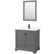 A thumbnail of the Wyndham Collection WCS202036S-QTZ-UNSM24 Dark Gray / White Quartz Top / Matte Black Hardware