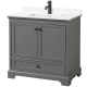 A thumbnail of the Wyndham Collection WCS202036S-QTZ-UNSMXX Dark Gray / White Quartz Top / Matte Black Hardware