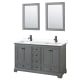 A thumbnail of the Wyndham Collection WCS202060D-VCA-M24 Dark Gray / White Cultured Marble Top / Matte Black Hardware