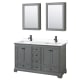 A thumbnail of the Wyndham Collection WCS202060D-VCA-MED Dark Gray / White Cultured Marble Top / Matte Black Hardware