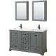 A thumbnail of the Wyndham Collection WCS202060D-QTZ-UNSMED Dark Gray / White Quartz Top / Matte Black Hardware