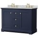 A thumbnail of the Wyndham Collection WCV232348DCMUNOMXX Dark Blue / White Carrara Marble Top / Brushed Gold Hardware