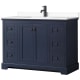A thumbnail of the Wyndham Collection WCV232348S-VCA-MXX Dark Blue / White Cultured Marble Top / Matte Black Hardware