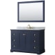 A thumbnail of the Wyndham Collection WCV232348SCMUNOM46 Dark Blue / White Carrara Marble Top / Brushed Gold Hardware