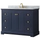 A thumbnail of the Wyndham Collection WCV232348SCMUNOMXX Dark Blue / White Carrara Marble Top / Brushed Gold Hardware