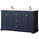A thumbnail of the Wyndham Collection WCV232360D-VCA-MXX Dark Blue / Carrara Cultured Marble Top / Brushed Gold Hardware