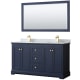 A thumbnail of the Wyndham Collection WCV232360DCMUNSM58 Dark Blue / White Carrara Marble Top / Brushed Gold Hardware