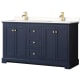 A thumbnail of the Wyndham Collection WCV232360D-QTZ-UNSMXX Dark Blue / White Quartz Top / Brushed Gold Hardware