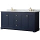 A thumbnail of the Wyndham Collection WCV232372DCMUNOMXX Dark Blue / White Carrara Marble Top / Brushed Gold Hardware