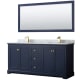 A thumbnail of the Wyndham Collection WCV232372DCMUNSM70 Dark Blue / White Carrara Marble Top / Brushed Gold Hardware