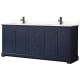 A thumbnail of the Wyndham Collection WCV232380D-QTZ-UNSMXX Dark Blue / White Quartz Top / Matte Black Hardware