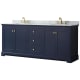 A thumbnail of the Wyndham Collection WCV232380DCMUNOMXX Dark Blue / White Carrara Marble Top / Brushed Gold Hardware