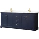 A thumbnail of the Wyndham Collection WCV232380D-QTZ-UNSMXX Dark Blue / Giotto Quartz Top / Brushed Gold Hardware