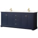 A thumbnail of the Wyndham Collection WCV232380D-QTZ-UNSMXX Dark Blue / White Quartz Top / Brushed Gold Hardware