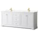 A thumbnail of the Wyndham Collection WCV232380D-QTZ-UNSMXX White / Giotto Quartz Top / Brushed Gold Hardware